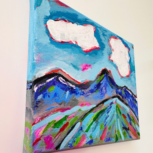 Original Painting Impressionism Collectible Landscape Sky Clouds 8x10" Canvas - Picture 3 of 4